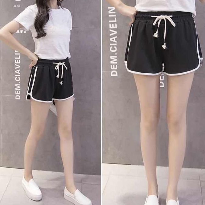 New Sports Shorts Women's Home Casual Solid Color Beach Pants Plus Size Running Yoga Shorts