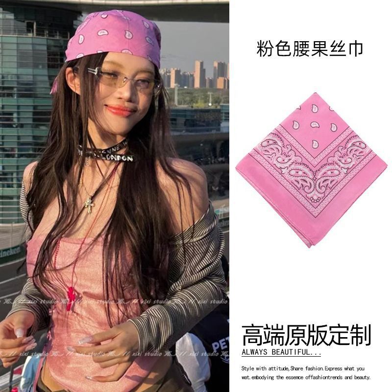 Celebrity Style Denim Print Headscarf Retro Fashion Niche High-end Feel Hairband Sweet Cool Unique Hair Accessory Decorative Headscarf