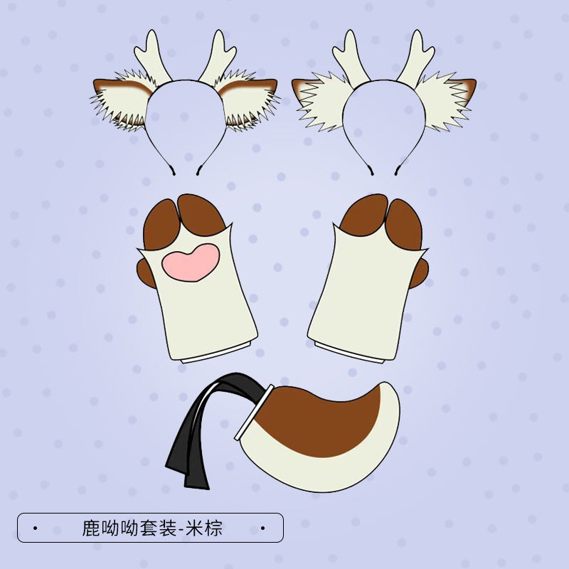 Christmas Antler Headband Cute Plush Deer Ear Headwear cosplay Accessories Handmade Simulated Animal Ear Headband