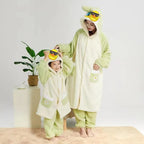 Autumn Winter Little Yellow Chicken One-Piece Pajamas Funny Cute Coral Fleece Couple Robe Unisex Homewear