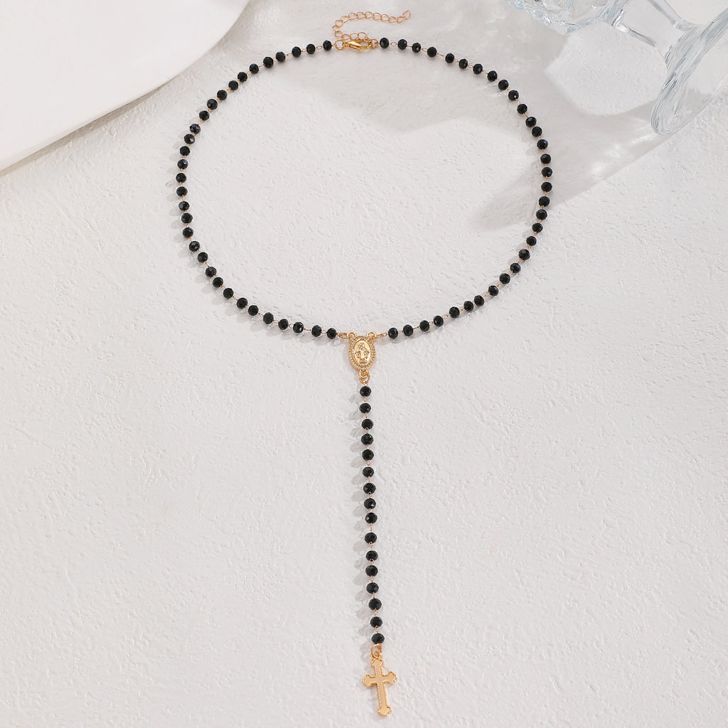 Celebrity Style Popular Cross Long Chain Necklace for Women Easter Trendy Jewelry Sexy Tassel Virgin Mary Pendant