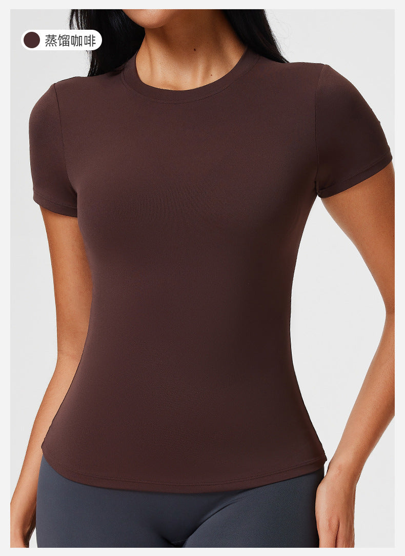 New Casual Sportswear t Women's Slim Fit Quick-Dry Barely-There Feel Fitness Top Shirt Running Yoga Short Sleeve