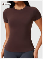 New Casual Sportswear t Women's Slim Fit Quick-Dry Barely-There Feel Fitness Top Shirt Running Yoga Short Sleeve