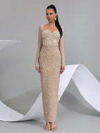 Star Custom Autumn New Beaded Diamond Tight Luxury Long Dress Bandage Dress Women Long Sleeve Elegant Evening Party Gown