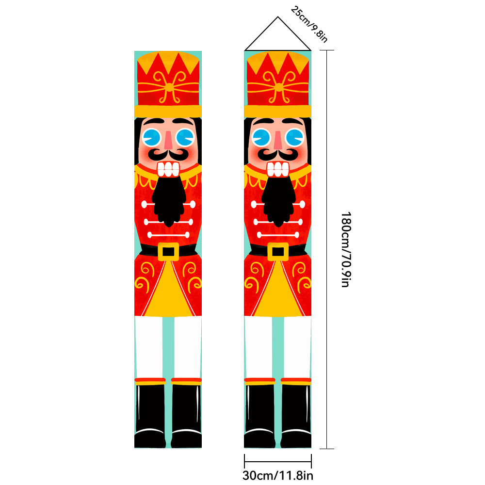 2026New Year Christmas Couplets Santa Claus Soldier Outdoor Decoration Door Curtain Hanging Flag Outdoor European and American