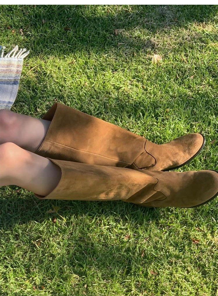 SOUR Era Suede Slouch Boots - Vintage Knee-High Fit