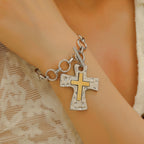 Celebrity Style Decorative Chain Jewelry Personalized Cross Alloy Pendant Necklace  Minimalist Style Clip Simple Internet Celebrity Collarbone Chain for Women