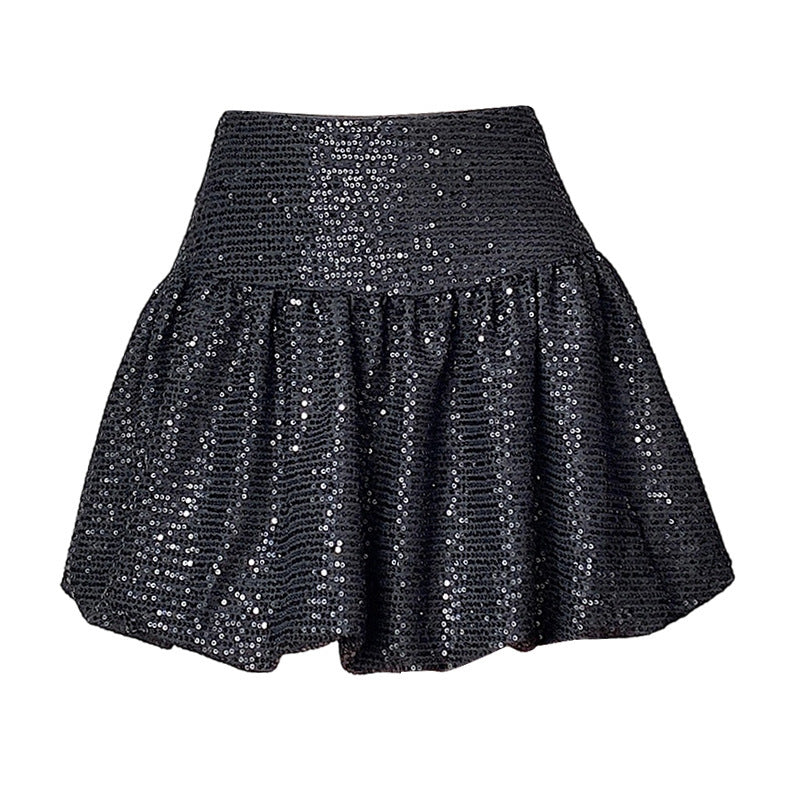 "Traitor" MV Vibe Sequin Skirt - Cream Coquette Mini