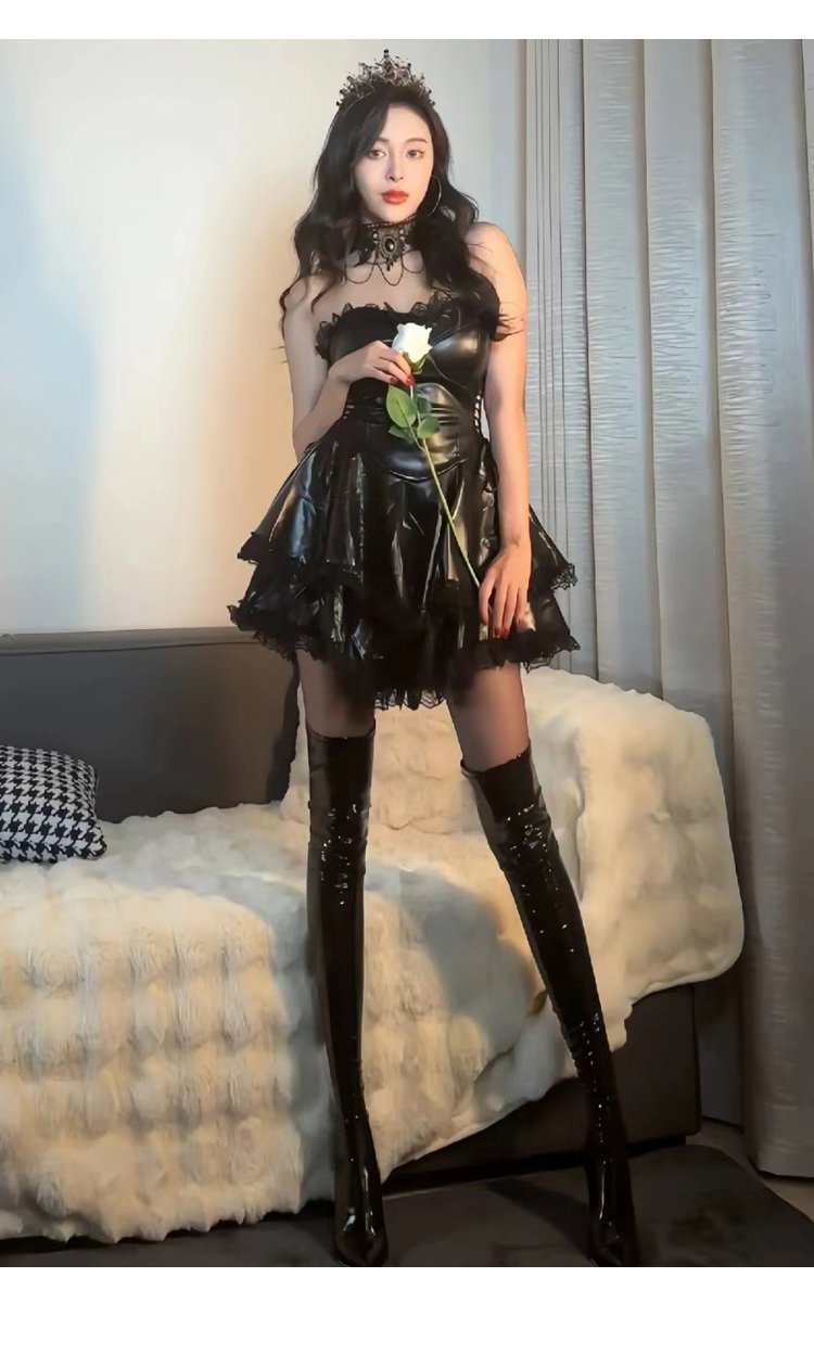 2025New Large Size Pointed Toe Back Zipper Stiletto Heel Women's Boots Over-the-Knee Bright Leather Long Boots