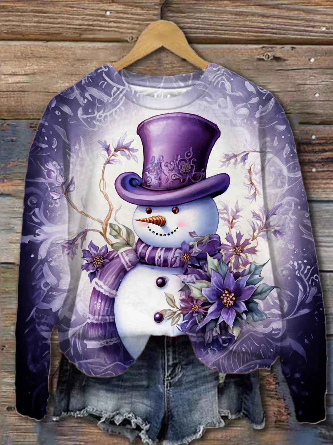 Autumn and Winter Santa Claus Round Neck Sweatshirt Ladies Color3D Printed Unisex Christmas Tops