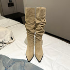 9800-1Internet Celebrity Pointed Toe High Heel Boots Over-the-Knee Long Boots for Women Autumn Winter New Suede Thin Heel Long Boots Women's Boots