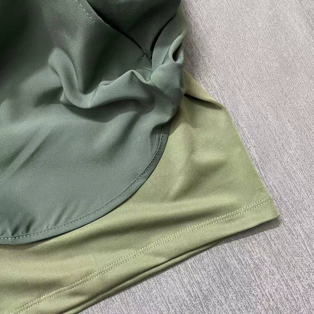 Women's Yoga Pants Sports Summer Thin Quick-Dry Fake Two-Piece Anti-Exposure Shorts Double Layer Running Gym