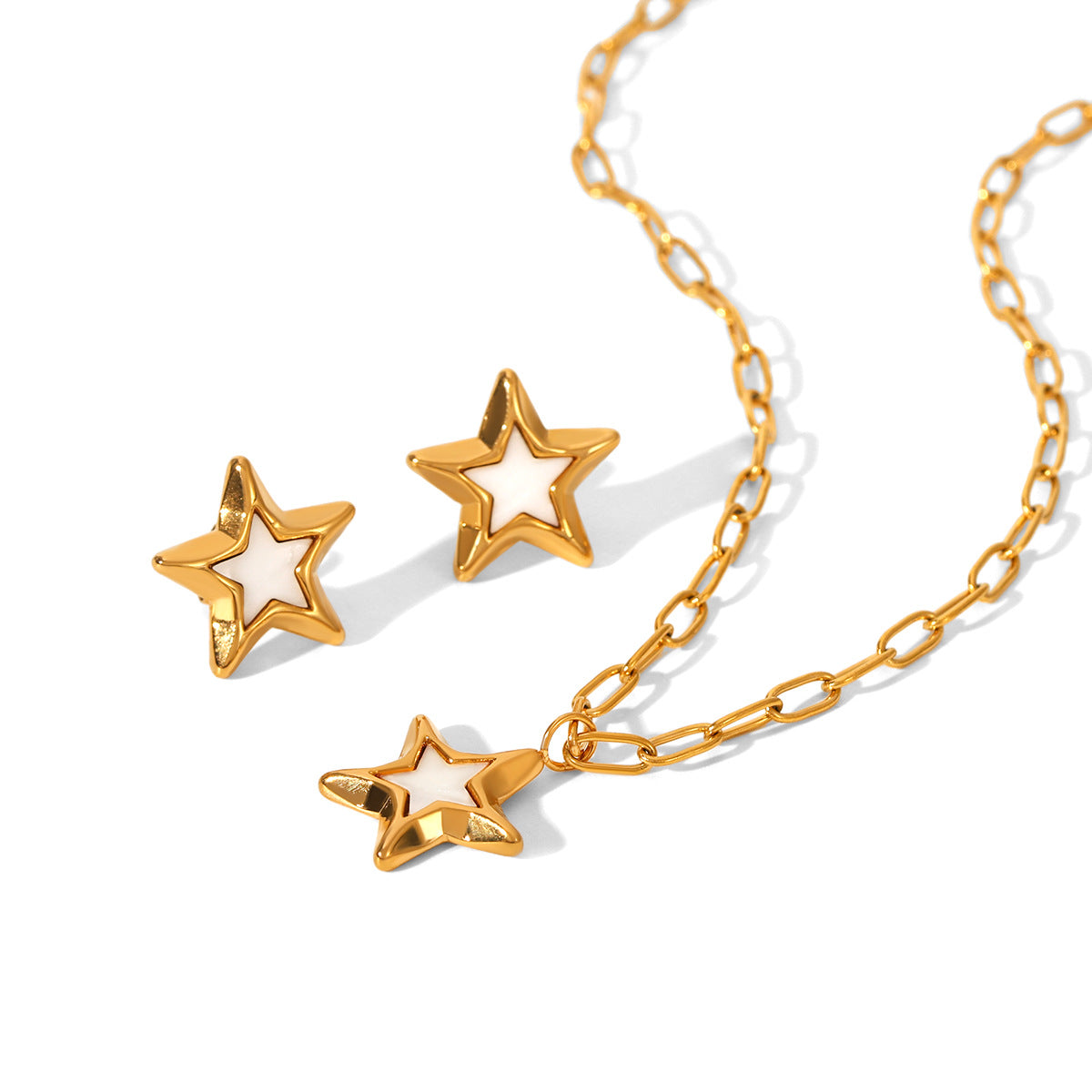 Star Custom Oil Drop Star Earrings Stainless Steel Pentagram Necklace for Women Unique Design Non-Fading Jewelry Versatile