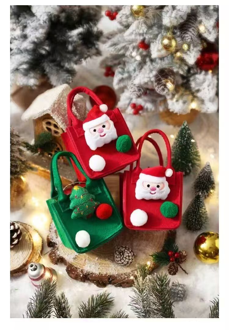 48h Shipping Christmas Eve Packaging Bag Small Gift Bag Felt Handheld Candy Bag