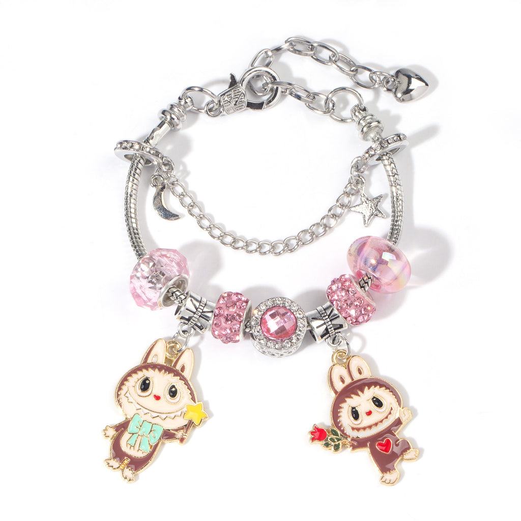 Hot Selling Sanrio Beaded Bracelet Cartoon Kuromi Labubu Beaded Bracelet Women's Accessories