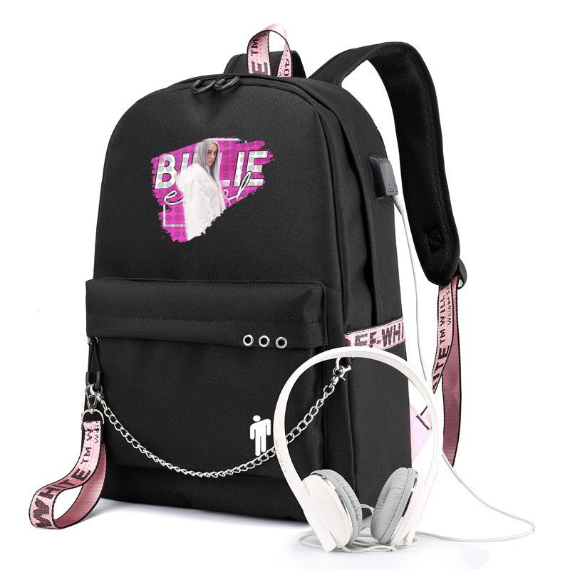 Same Style as Stars Billie Backpack Star l Empty USB Rechargeable Travel Backpack Student School Bag