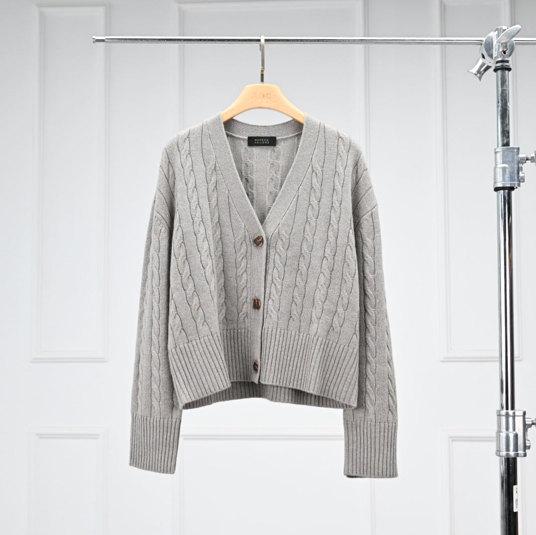 Monet Casual Chic with an Elegant Feel Cable Knit Wool Cashmere Round Neck Long Sleeve Sweater for Women