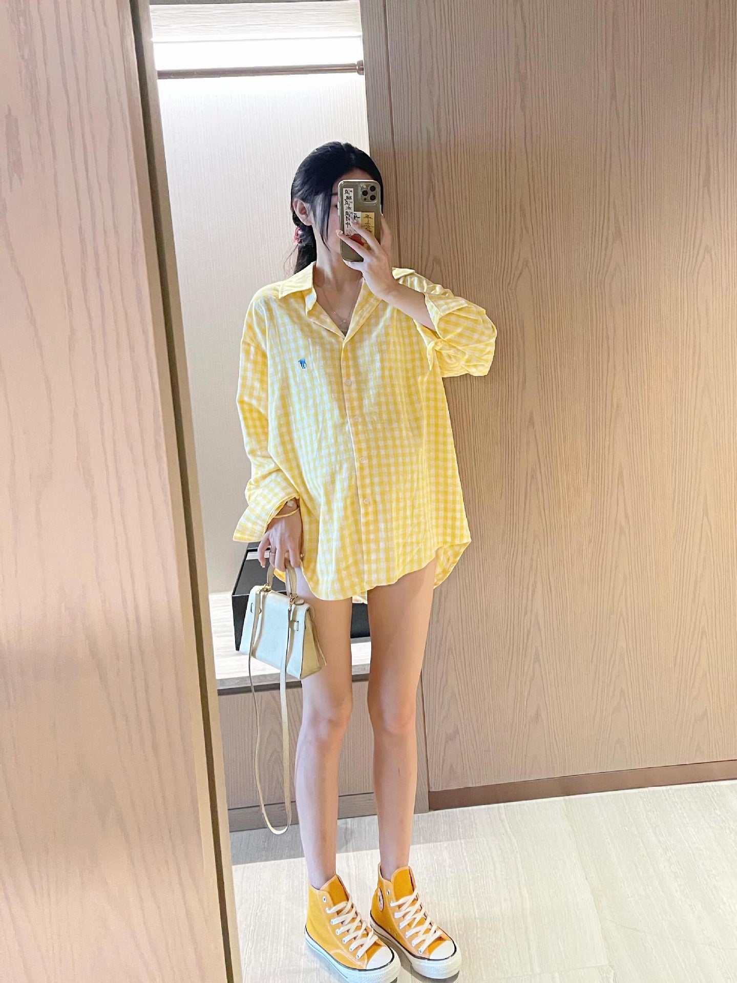 RL Raff Little Pony Logo Embroidered Long Sleeve Plaid Shirt for Women POLO Cotton Sun Protection Shirt Spring Summer Casual Top