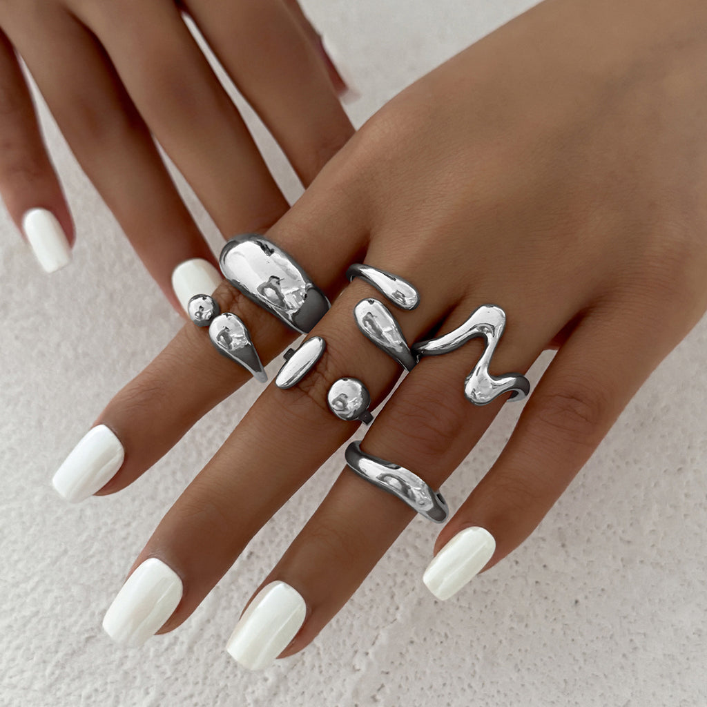 Custom Design Photosensitive Water Drop Hugging Open Ring for Celebrities Unique Irregular Geometric Joint Ring