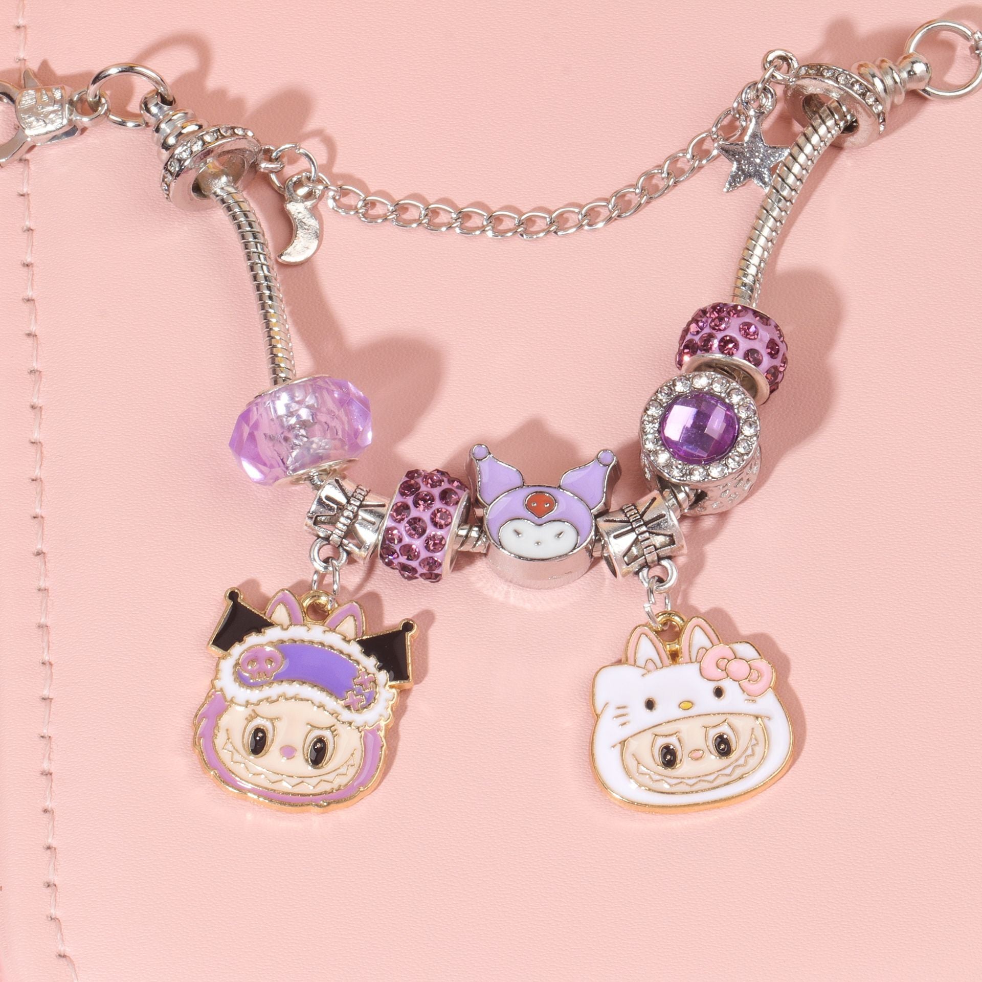 Hot Selling Sanrio Beaded Bracelet Cartoon Kuromi Labubu Beaded Bracelet Women's Accessories