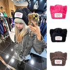 Correct Loverboy Plush Pig Knitted Hat Cat Ear Hat24Autumn and winter new cute thick unisex hats