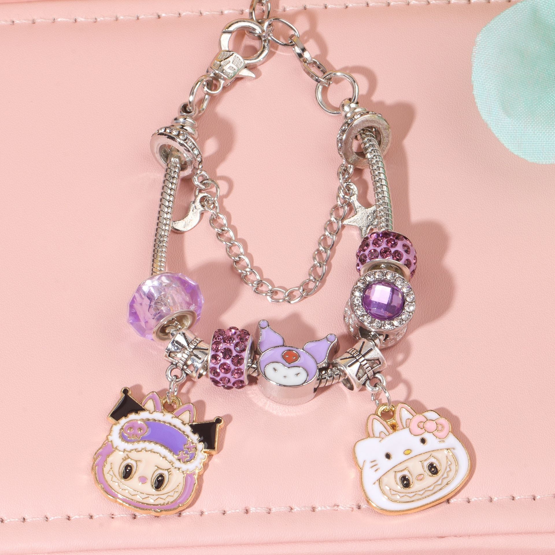 Hot Selling Sanrio Beaded Bracelet Cartoon Kuromi Labubu Beaded Bracelet Women's Accessories