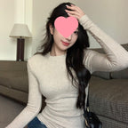 Fleece-Lined Thickened Polar Fleece Autumn Winter Base Shirt Regular Shoulder Round Neck Long Sleeve