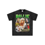 Same Style as Stars Billie Printed Short Sleeve T Trendy Heavyweight Crew Neck Hooded Sweatshirt