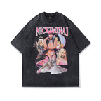 Celebrity Style American Retro Billie Singer Character Print Short Sleeve T Men's and Women's Street Style Short Sleeve T-Shirt