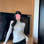 Fleece-Lined Thickened Polar Fleece Autumn Winter Base Shirt Regular Shoulder Round Neck Long Sleeve