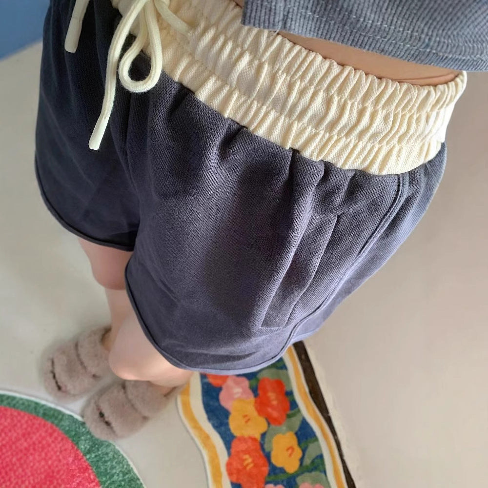 Casual Sports Shorts for Women Summer New Loose Slimming Versatile Hot Pants Color Block Straight Three-Quarter Pants Trendy