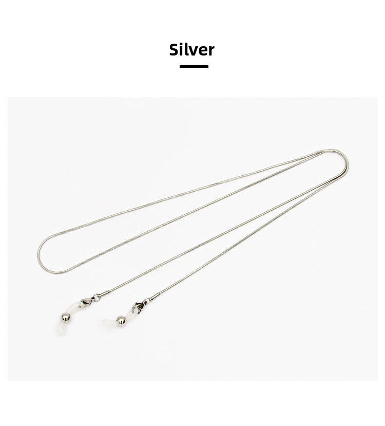Celebrity Style Snake Chain Stainless Steel Non-Fading Mask Chain Titanium Steel Glasses Chain Women's Neck Hanging Men's Mask Rope Hanging Chain High-End Safety Protection