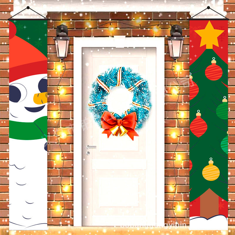 2026New Year Christmas Couplets Santa Claus Soldier Outdoor Decoration Door Curtain Hanging Flag Outdoor European and American