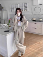 High-End Casual Sports Suit for Women, Autumn and Winter, Petite Workwear Style, Sweatshirt and Sweatpants Two-Piece Set, Early Autumn Complete Set