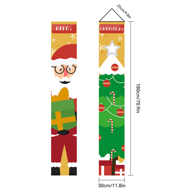 2026New Year Christmas Couplets Santa Claus Soldier Outdoor Decoration Door Curtain Hanging Flag Outdoor European and American