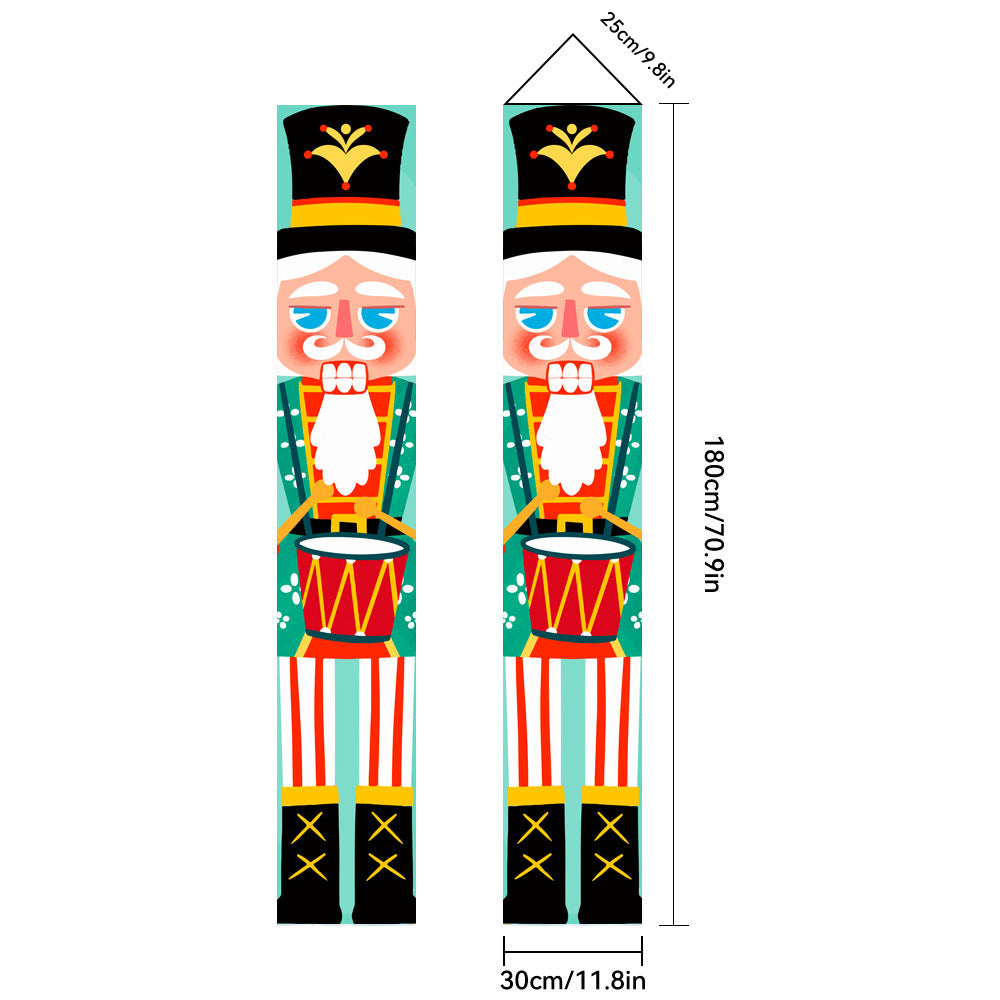 2026New Year Christmas Couplets Santa Claus Soldier Outdoor Decoration Door Curtain Hanging Flag Outdoor European and American