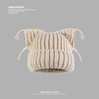 Same Style as Stars2025Winter Essential Cat Ear Tassel Hat for Women, Thickened Warm Knitted Hat, Fashionable Versatile Autumn Winter Cute Quality Style