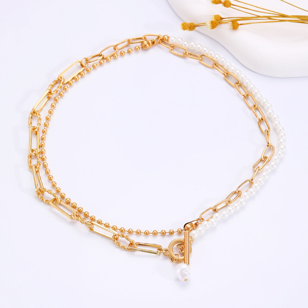 Celebrity Style Jewelry Niche Design Hot Girl Imitation Pearl Tassel Heart Cross Butterfly Versatile Necklace for Women