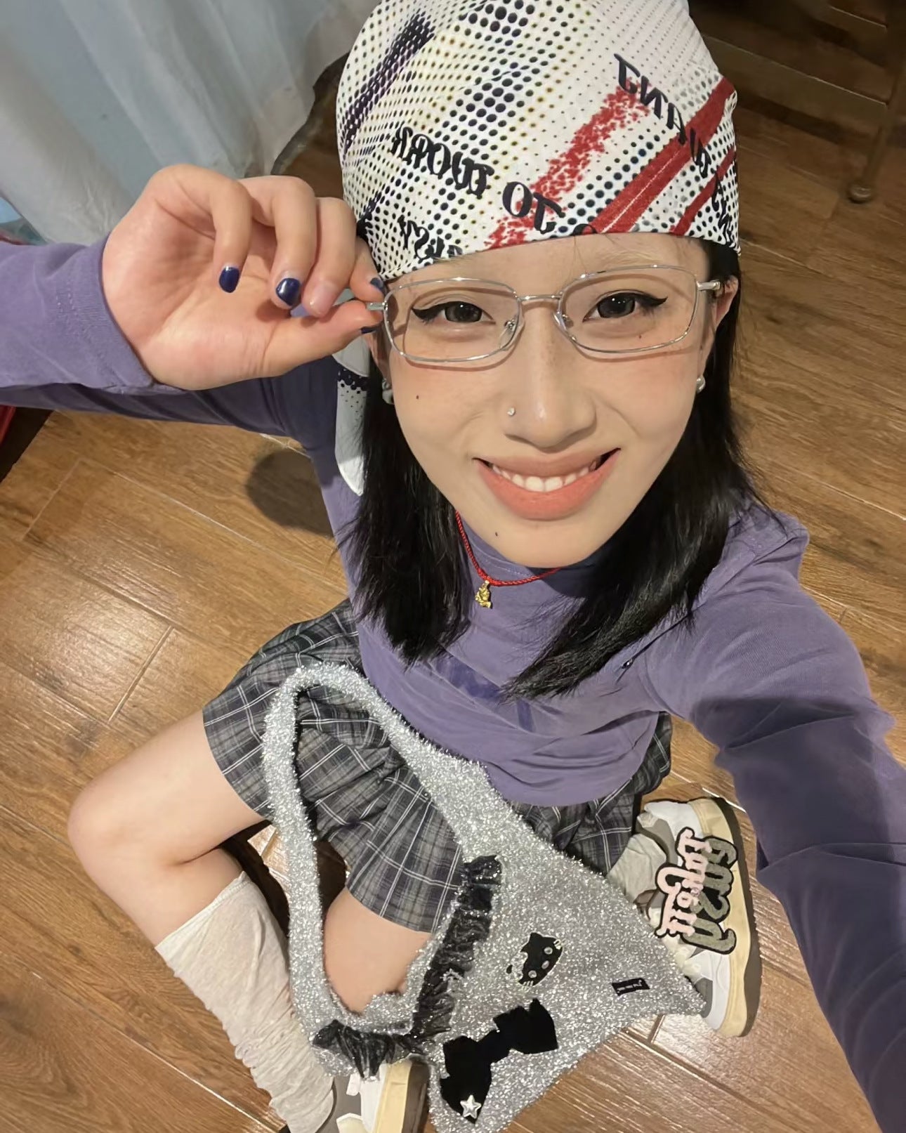 Same Style as Stars2026Latest Square Frame Gold Wire Edge Glasses Frame for Women Trendy Concave Shape Narrow Frame Small Face Retro Can Be Paired with Prescription Lenses