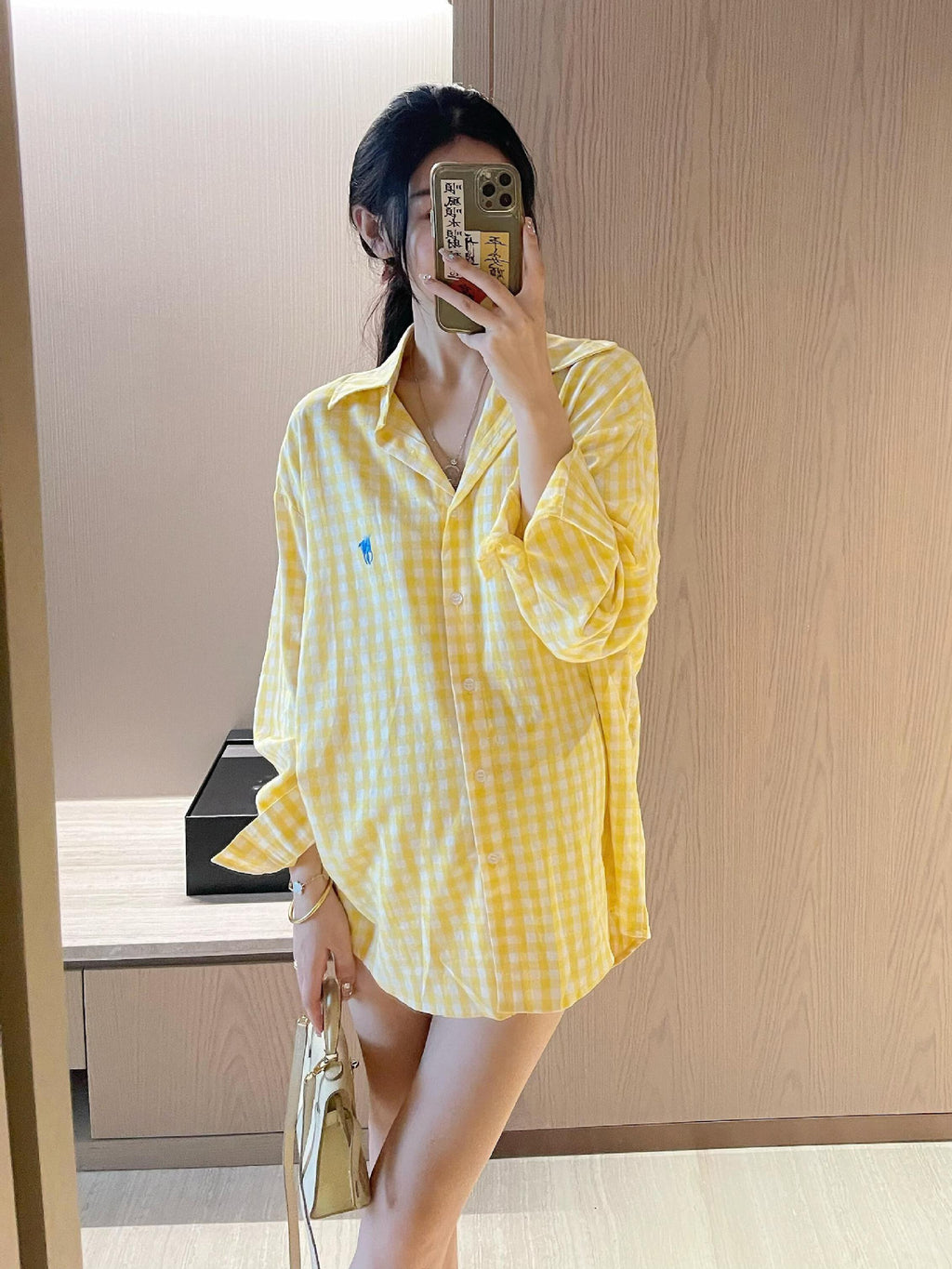 RL Raff Little Pony Logo Embroidered Long Sleeve Plaid Shirt for Women POLO Cotton Sun Protection Shirt Spring Summer Casual Top