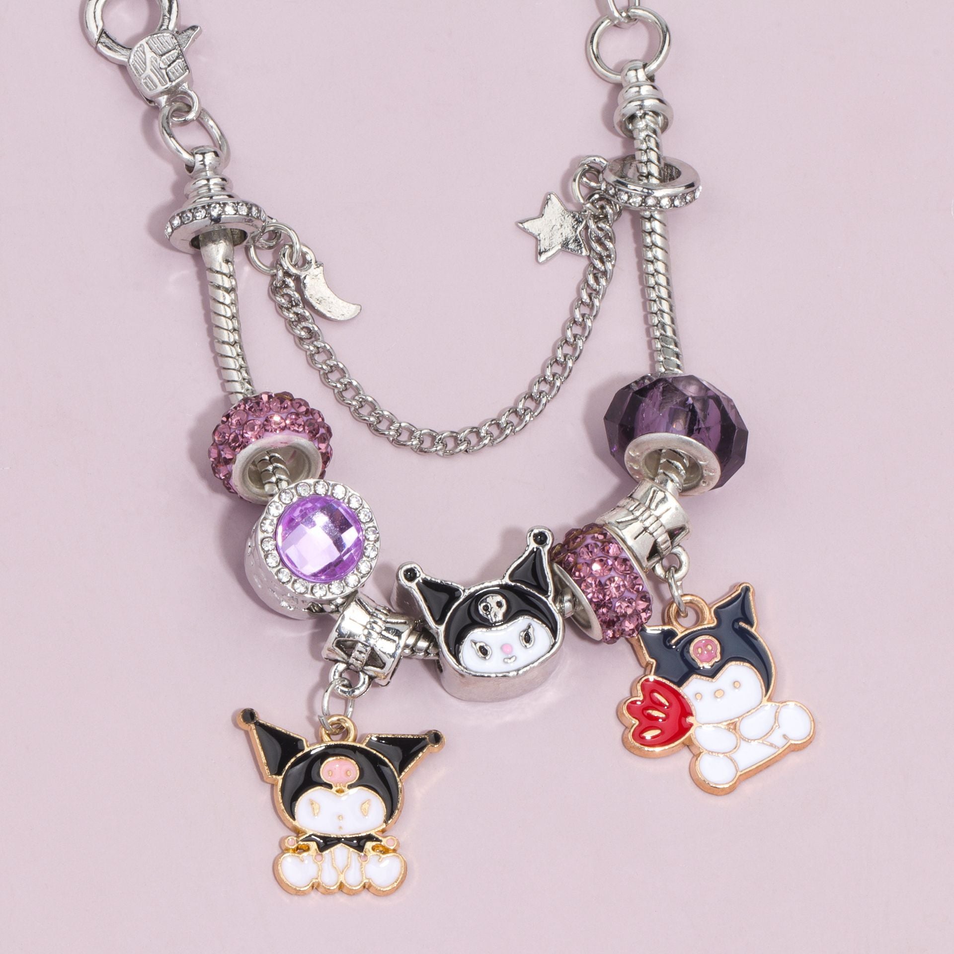 Hot Selling Sanrio Beaded Bracelet Cartoon Kuromi Labubu Beaded Bracelet Women's Accessories