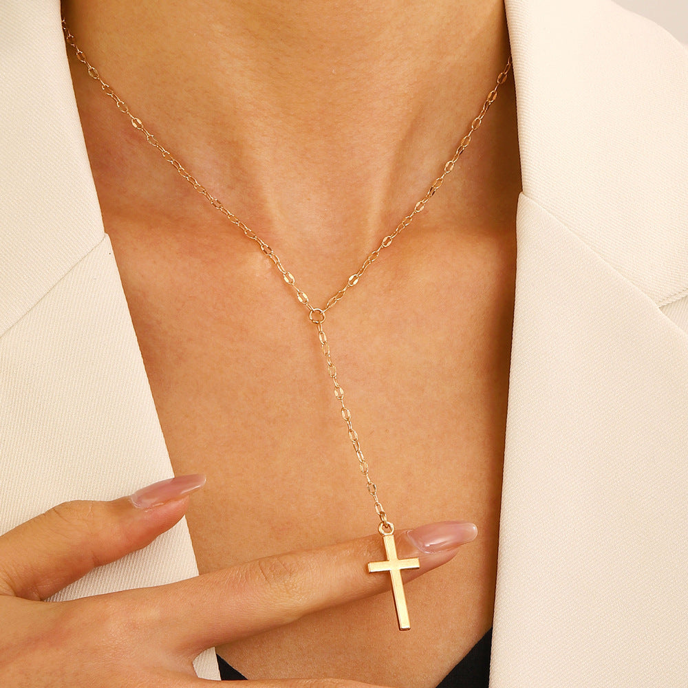 Celebrity Style Popular Cross Long Chain Necklace for Women Easter Trendy Jewelry Sexy Tassel Virgin Mary Pendant