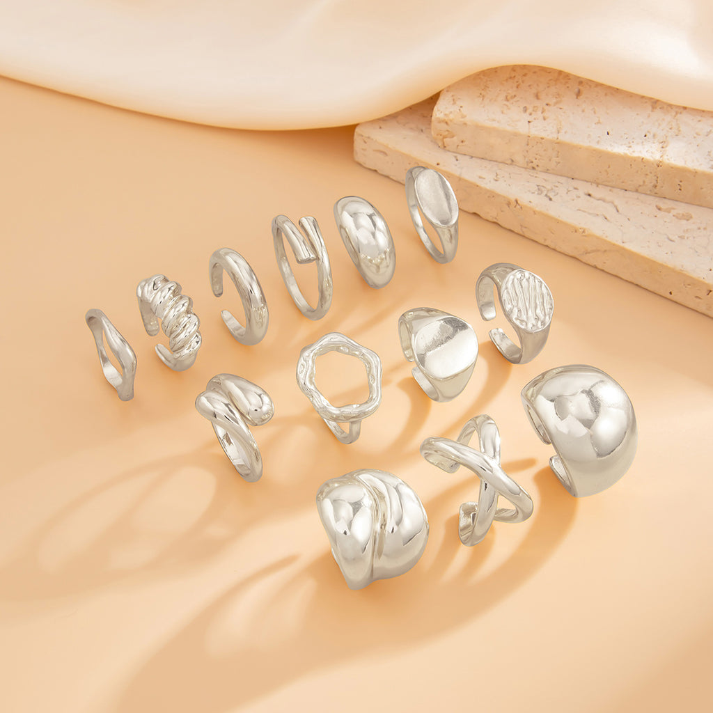 Custom Design Photosensitive Water Drop Hugging Open Ring for Celebrities Unique Irregular Geometric Joint Ring