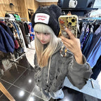 Correct Loverboy Plush Pig Knitted Hat Cat Ear Hat24Autumn and winter new cute thick unisex hats