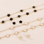 Same Style as Stars2025New Five-leaf Clover Jewelry Set for Women Simple Petal Necklace Five-leaf Flower Bracelet Ring Earrings4Set shipped together for safety