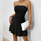 New Women's Fashion Slim Fit Ruched Strapless Bodycon Sexy Dress