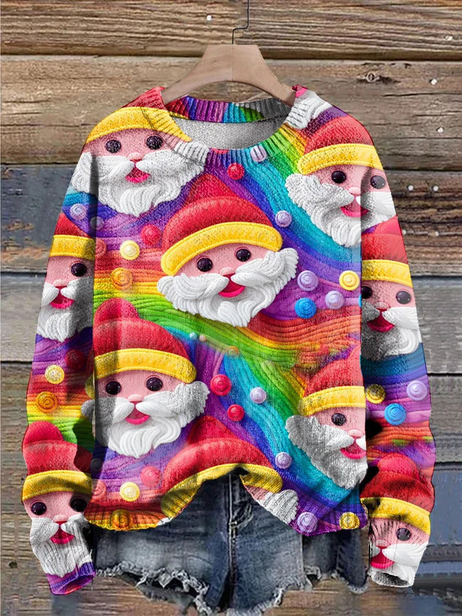 Autumn and Winter Santa Claus Round Neck Sweatshirt Ladies Color3D Printed Unisex Christmas Tops
