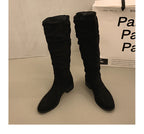 Over-the-Knee Khaki Slouch Boots High Tube Riding Boots Women's Shoes New Autumn Winter Pleated Slimming Long Boots