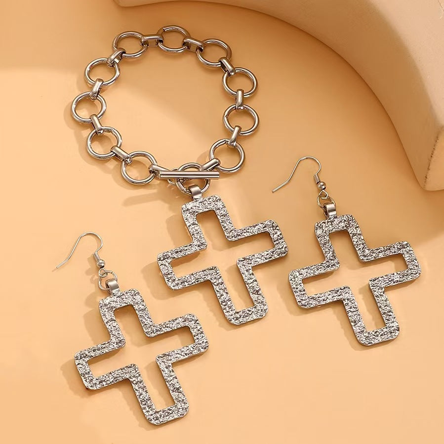 Celebrity Style Decorative Chain Jewelry Personalized Cross Alloy Pendant Necklace  Minimalist Style Clip Simple Internet Celebrity Collarbone Chain for Women