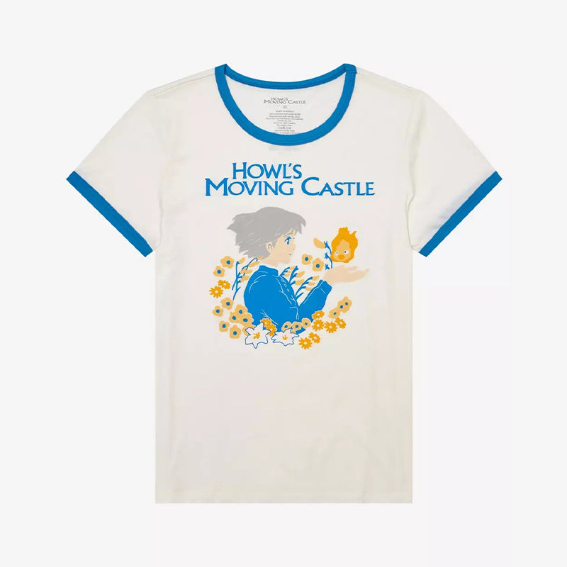 Japanese Retro Casual Unisex Short Sleeve Anime Merchandise T Loose-fitting Miyazaki Hayao Anime Shirt